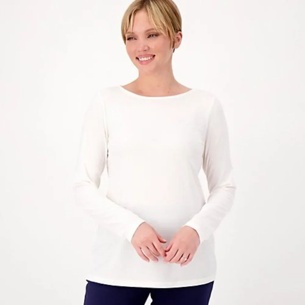 Susan Graver Modern Essentials Liquid Knit Bateau Neck Top